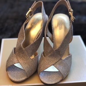 Michael Kors Becky Sandal Glitter Fabric Heels
